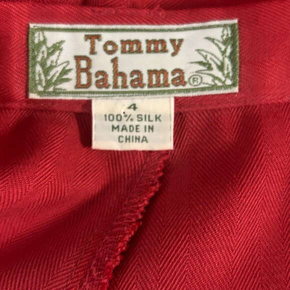 Tommy Bahama Vintage Red 100% Silk Flat Front Shorts Size 4 - Picture 2 of 7